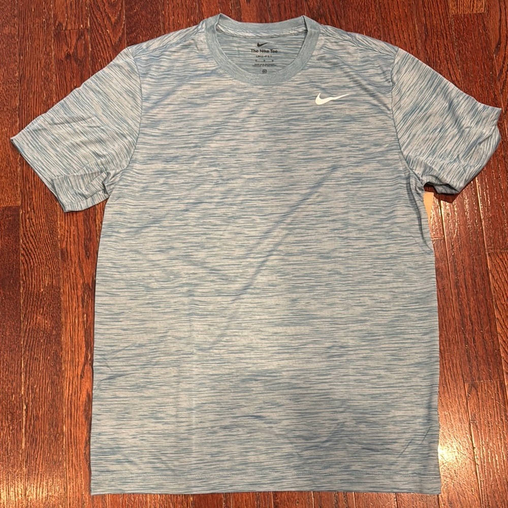 Nike Blue Short Sleeve Tee for Active Comfort, Dri-Fit